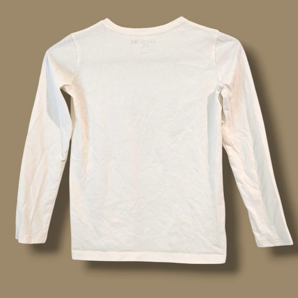 Crewcuts Girls 8-9 White Cotton Dogs Graphic Printed Long Sleeve Tee Fall